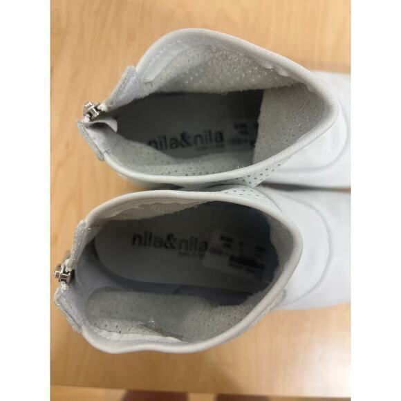 Nila & Nila Made in Italy Gray Leather Perforated Back Zip‎ Sneaker/Boot EU 40 - Picture 5 of 10